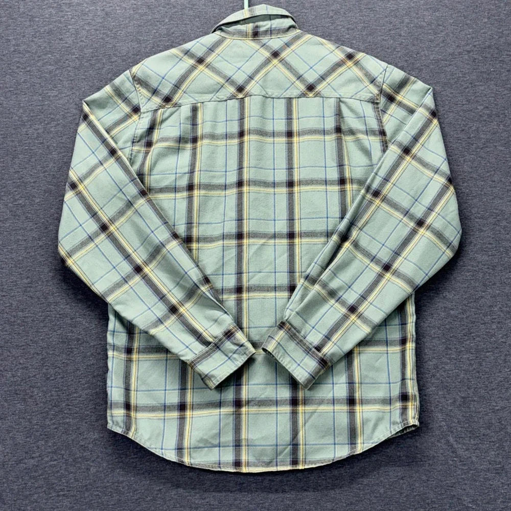 Royal‎ Robbins Mens M Plaid Button Down Shirt Sage Green Blue Long Sleeve Size M